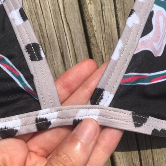 Black Blossom/Floral Print Tavik Jett Triangle Bikini Top - Picture 4 of 12